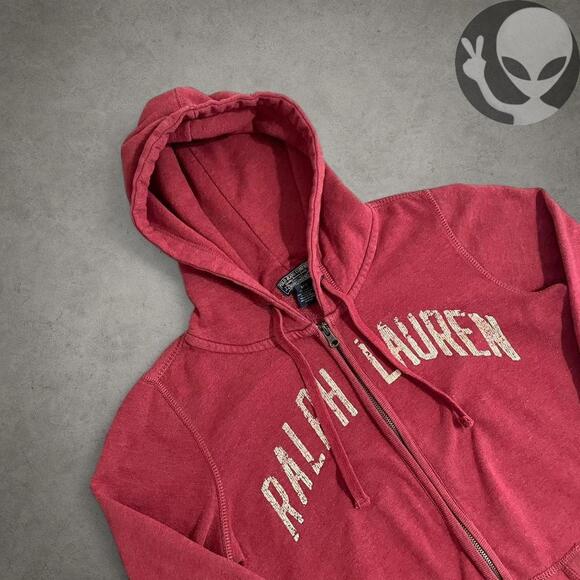 Ralph Lauren Tops - Ralph Lauren Hoodie adult medium burgundy zip-up casual